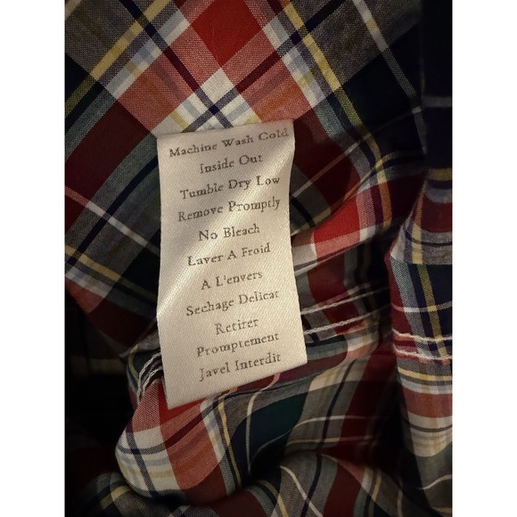 Frank And Eileen Red Navy Green Frank Button Up Large - Picture 5 of 6